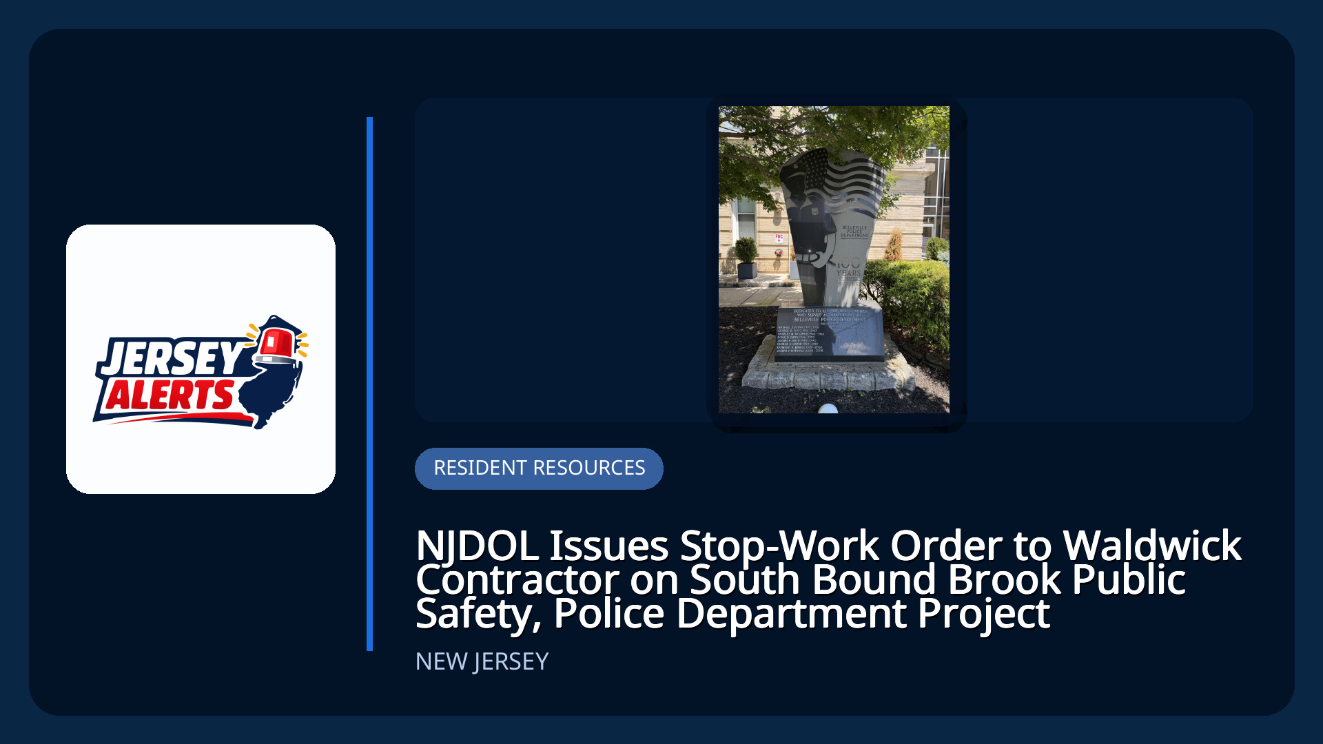 NJDOL Issues Stop-Work Order to Waldwick Contractor on South Bound Brook Public Safety, Police Department Project